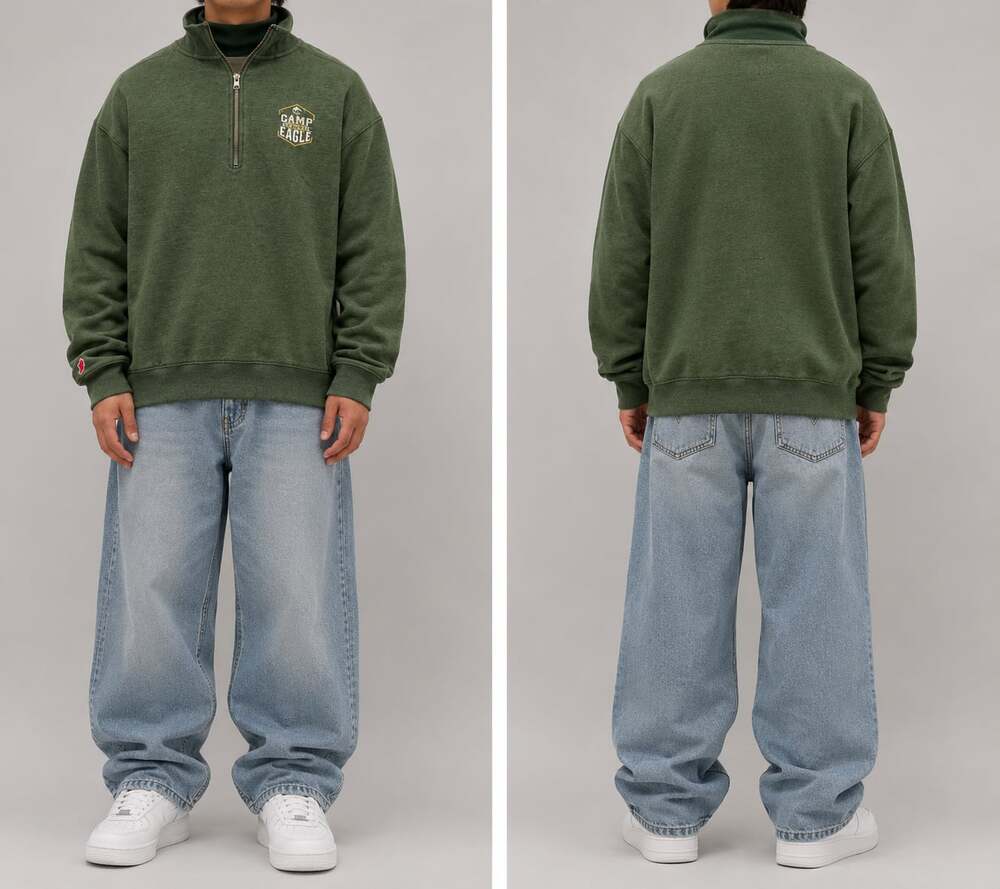 League Collegiate Wear Men's Heather Green Camp Adventure Quarter-Zip Sweatshirt